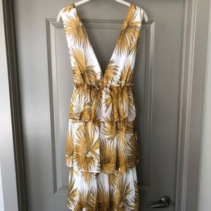 Tiered V Neck Midi Dress